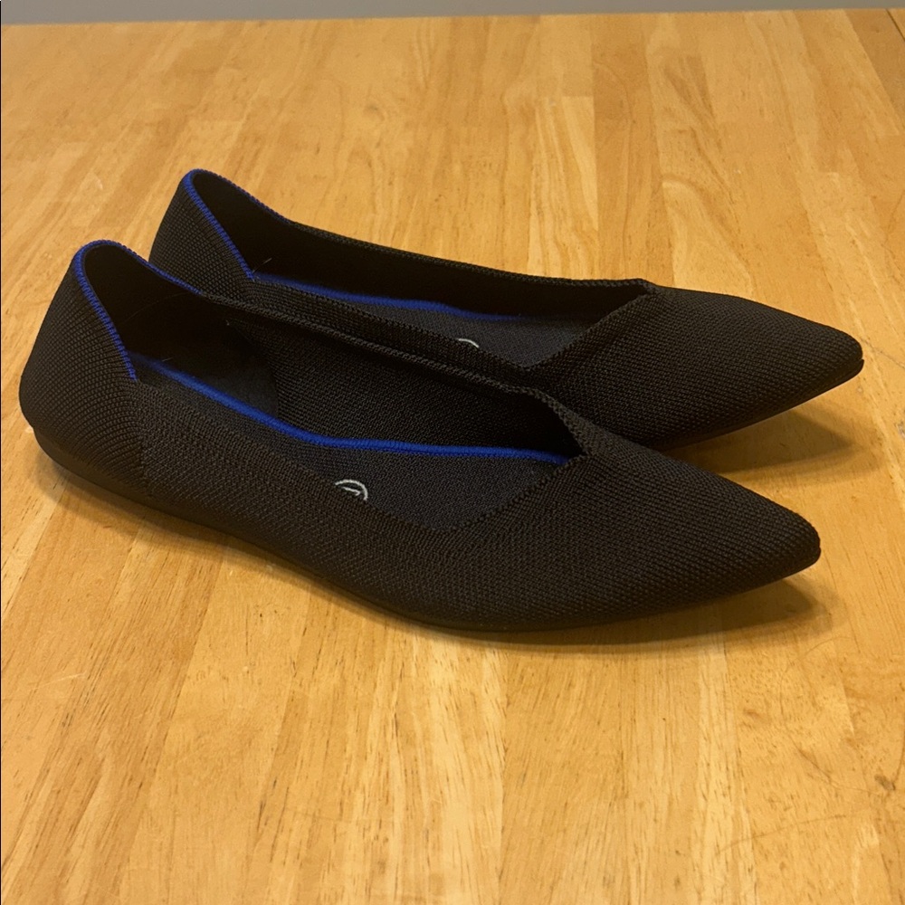 Rothy's Black Pointed Flats Blue Trim 9.5 EU 40